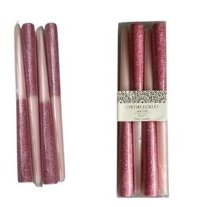 🆕 Cynthia Rowley Set of 4 Tapered Pink Metallic Glitter Candles